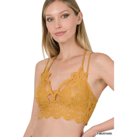 TheLovely Women & Plus Crochet Sexy Lace Bralette Smocking Back Bra with Removable Bra Pads
