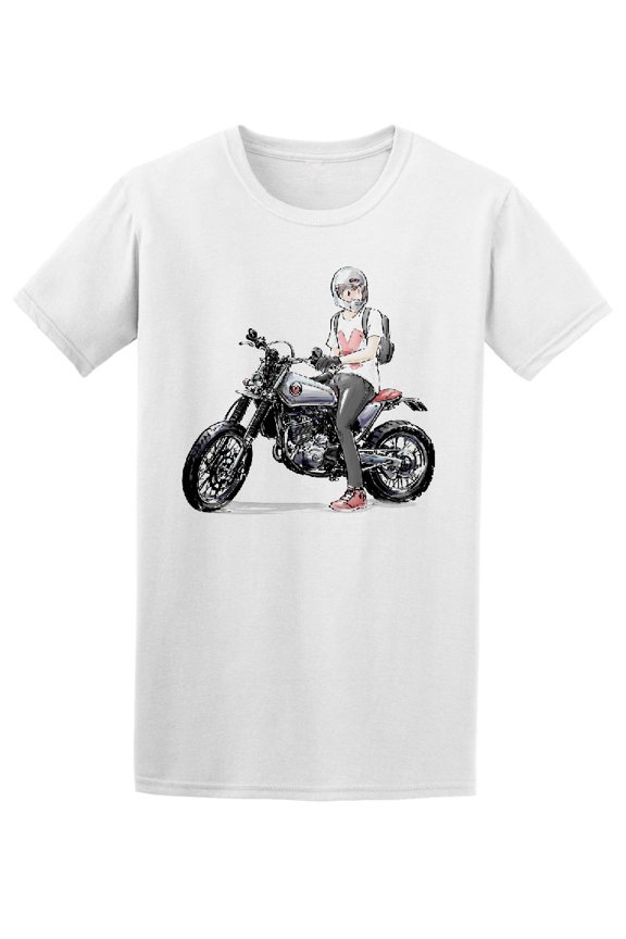 Cool Dude Riding Motorcycle T-Shirt Men -Image by Shutterstock, Male 3X-Large