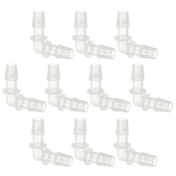 Uxcell 7/16" Plastic Hose Barb 90 Degree Elbow 10 Pack Barb Fittings 2 Way Equal Barbed Joint Splicer Mender Adapter Union Adapter