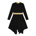 thumbnail image 6 of Xnihocha Kids Girls Liturgical Worship Dress Long Sleeve Praise Stripe Dance Dress Tunic Asymetrical Robe Black 6, 6 of 7