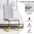 thumbnail image 3 of TesNus Modern PU Leather Dining Chairs Set of 4, Gray High Back Side Chairs with Gold Metal Legs for Dining Room or Kitchen, 3 of 8