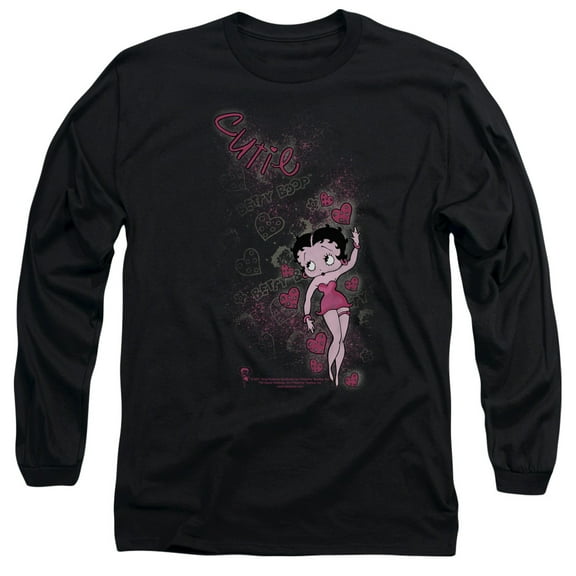 Betty Boop Cutie Long Sleeve T-Shirt Adult 18/1 Black