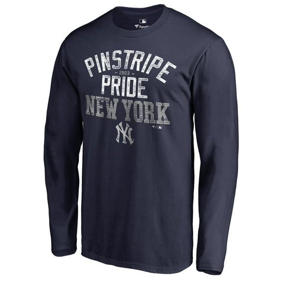 Men's Navy New York Yankees Hometown Collection Pinstripe Pride Long Sleeve T-Shirt