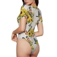thumbnail image 3 of Naloa Bird Sunflowers Women's Short-Sleeved Onesie, One-Piece Swimsuit for Parties, dates, clubs - Medium, 3 of 9