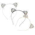 3pcs Cat Ears Headband Crystal Rhinestone Headwear Hair Decors for