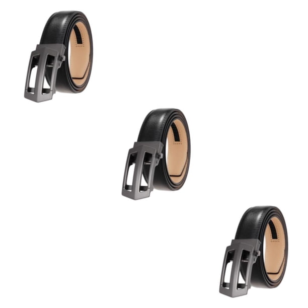 Minnieouse Exquisito cinturón de cuero artesanal para trajes - Ocasiones formales Cinturones de cuero con trinquete Jeans Hombres Simple Negro Type1 NO1