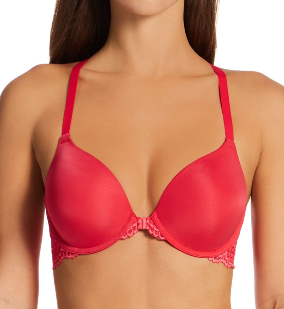 Women's Maidenform 7112 One Fab Fit Extra Coverage Lace T-Back Bra (Red  Stone/Coral Punch 38B) 