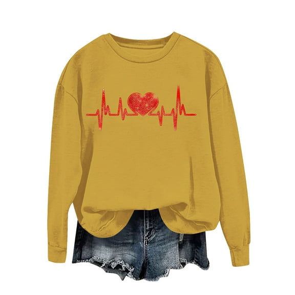 BLVB Valentine's Sweatshirt for Women Cute Heart Shirts Casual Long Sleeve Valentine Pulover Trendy Clothes Tops