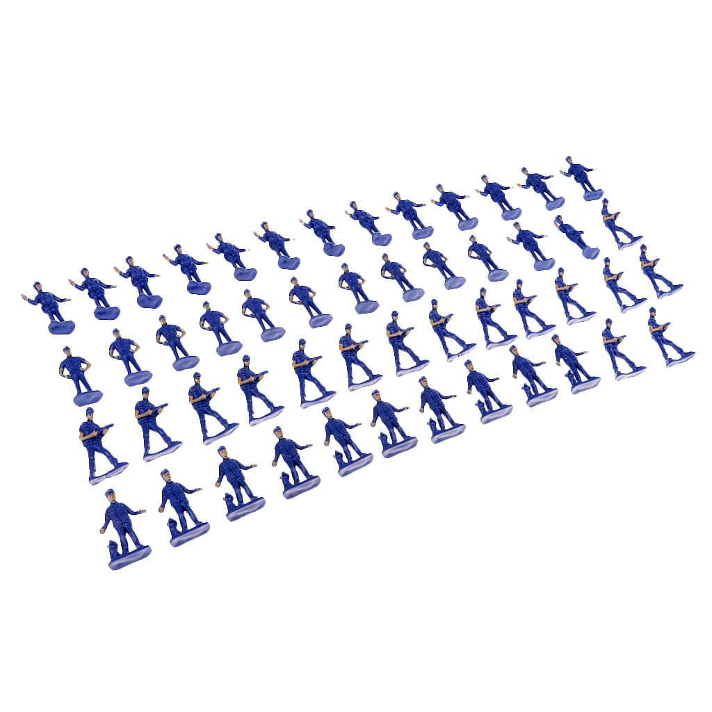 50pcs 5.2cm Blue Color Police Figure Model for Sand Table Model Decoration 