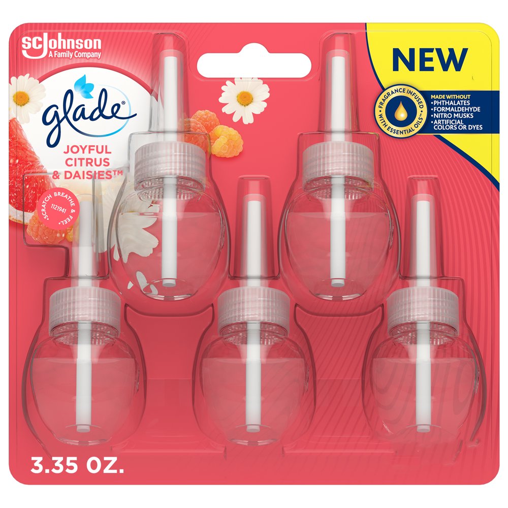Glade PlugIns Scented Oil Diffuser, Joyful Citrus & Daisies, 5 Refills