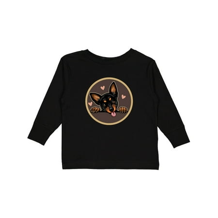 

Inktastic Miniature Pinscher Dog Cute Girls Long Sleeve Toddler T-Shirt