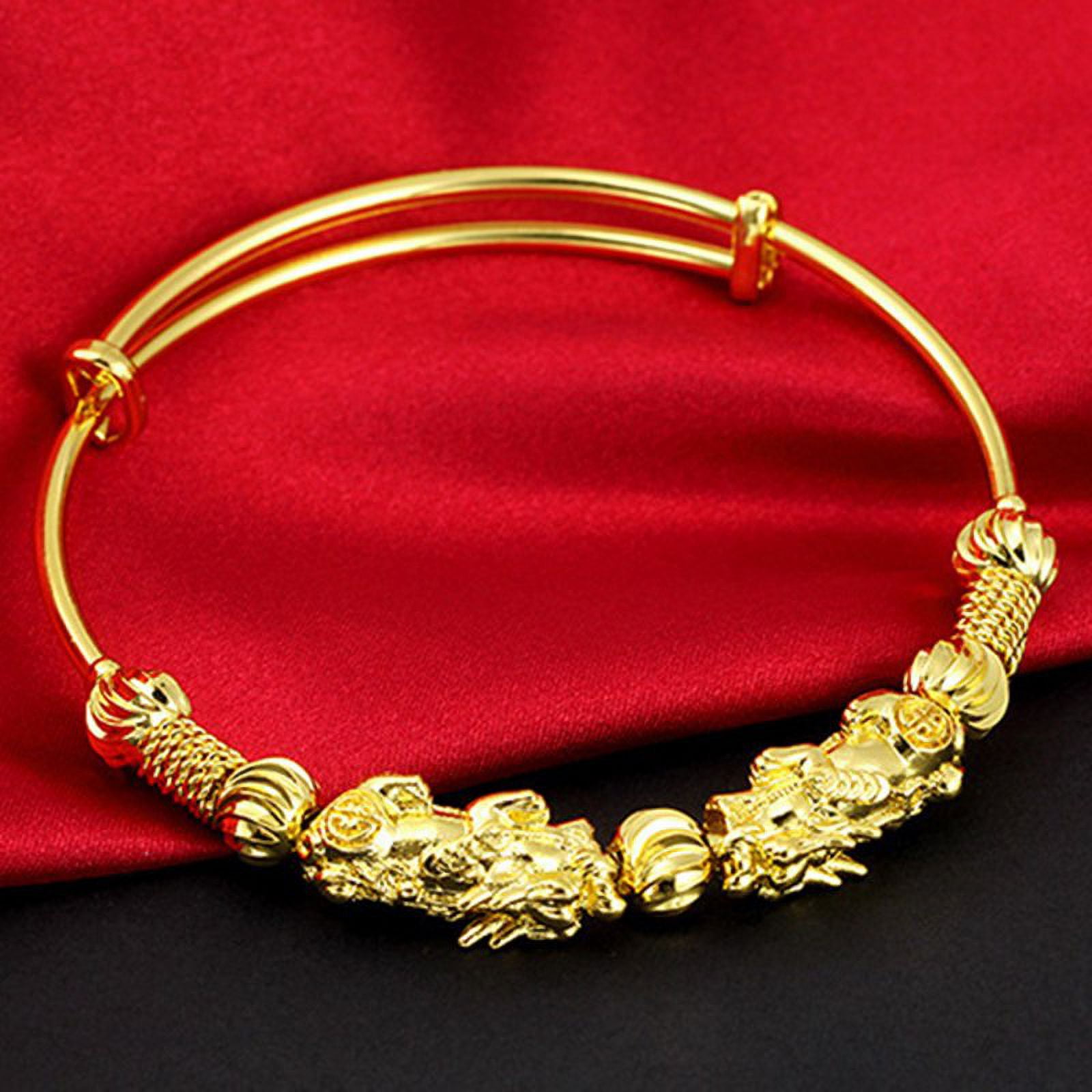 Double pixiu gold wealth bangle discount