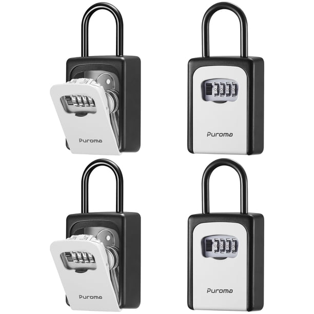 Puroma Caja de bloqueo grande para llaves, caja de seguridad con código de combinación reiniciable, caja de seguridad portátil para montaje en pared, caja fuerte de seguridad impermeable para exterior