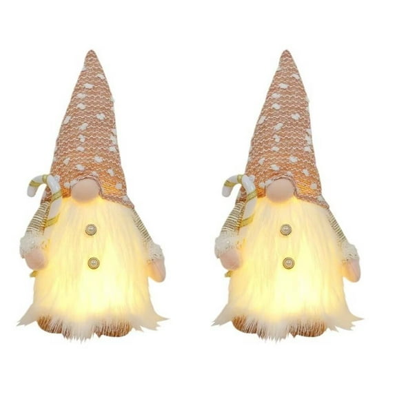 AmaMary 2Pcs Light Up Christmas Gnomes, 12" Lighted Christmas Gnomes Figurines Elf Plush Xmas Decorations - White Winter Holiday Gnomes for Indoor Rustic, Farmhouse Christmas Décor