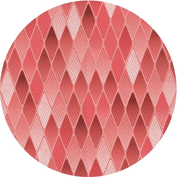 Ahgly Company Machine Washable Indoor Round Transitional Ruby Red Area Rugs, 5' Round