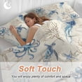 thumbnail image 5 of Nautical Coastal Bedding 3 Piece Duvet Cover Set California King, Vintage Beach Octopus Turtle Jellyfish Soft Microfiber Comforter Cover with Zipper Closure & Pillowcases, FadeResistant Quilt Cover, 5 of 9