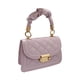 thumbnail image 2 of Bolso bandolera de cuero acolchado para mujer - Bolso pequeño con correa de cadena, 7,5x5,1x2,8 pulgadas, blanco púrpura negro, 2 of 6