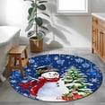 thumbnail image 4 of Navy Blue Christmas 3ft Area Rug, Snowman Xmas Tree Ball Gifts Winter Washable Non-Slip Small Round Rugs for Entryway Bedroom Kitchen, Soft Circle Carpet for Dining Room, Playroom Nursery Rug, 4 of 9