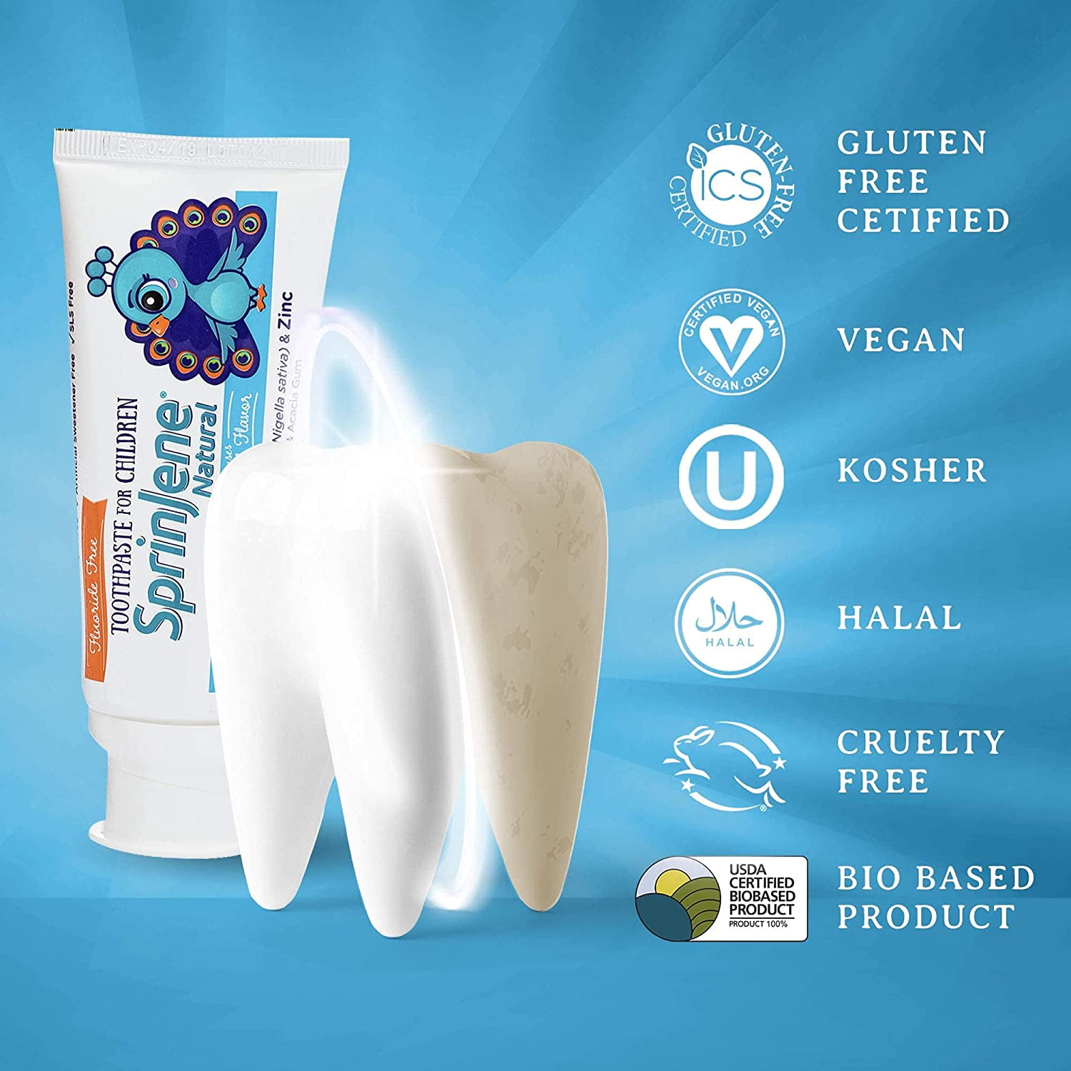 Children's SprinJene Natural® Vanilla Toothpaste Fluoride Free (Pack of 4)