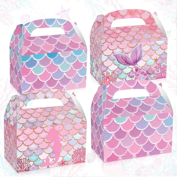 LaVenty 12 PCS Mermaid Party Favor Bags Under the Sea Party Goodie Bags Marine Sea Animals Treat Bags Reusable for Girls Birthday Bridal
