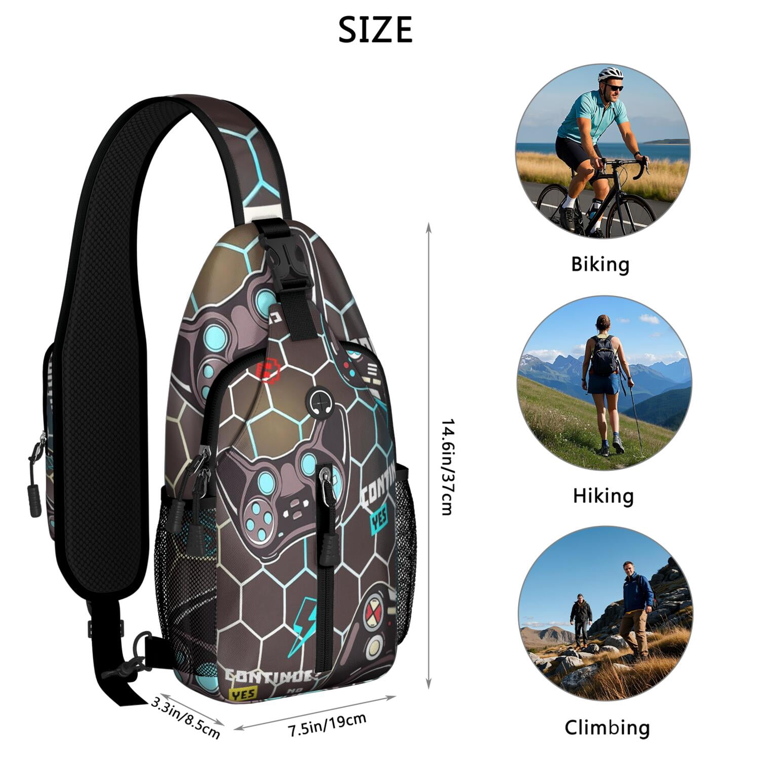 Competition Ready Sports Sling Backpack for Kids and Teens – Water-Resistant Crossbody Shoulder Bag with Secure Zippers, Partitioned Compartments, Large Front Pocket, Perfect for Baseball,