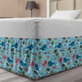 thumbnail image 1 of Nautical Bed Skirt, Nursery Theme Doodle Smiling Sea Creatures as Sea Turtle Dolphin and Whale Print, Elastic Bedskirt Dust Ruffle Wrap Around for Bedding Decor, 4 Sizes, Multicolor, by Ambesonne, 1 of 2