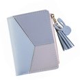thumbnail image 3 of Women Wallet PU Leather Zipper Closure Multi Pocket Color Splicing Trendy Practical Lady Wallet Blue Free Size, 3 of 8