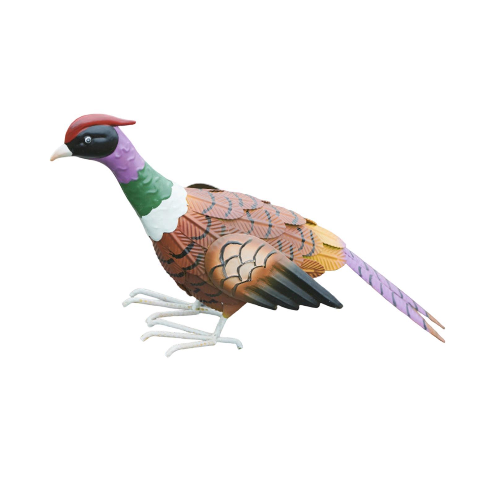 simhoa Garden Statue Pheasant Sculpture Housewarming Gift Iron Lifelike Sturdy Animal Figurine Lawn Ornament for Porch Lawn Garden