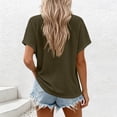 thumbnail image 6 of ClodeEU Women's Round Neck Button Short Sleeve Blouse ,Casual Loose Tunic Top Army Green,Women's Plus L, 6 of 6