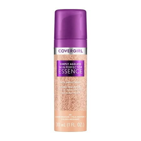 Covergirl Simply Ageless Skin Perfector Essence Foundation, 30 Light-Medium, Tinted Skin Perfector, Skincare Makeup Hybrid, Sheer Tint, Radiant Finish, Skin-Like Finish, Vegan Formula, 1.0Oz