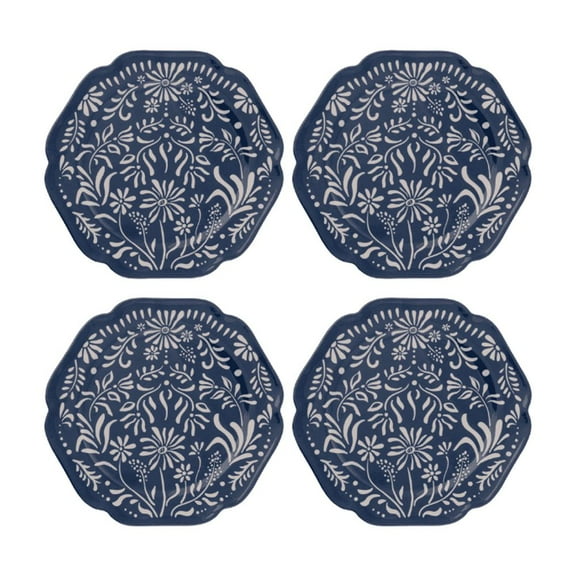 Karma, 10.75 inches Melamine Dinner Plates Set of 4, Reusable Dishwasher Safe Plates for Outdoor and Indoor, Mykonos