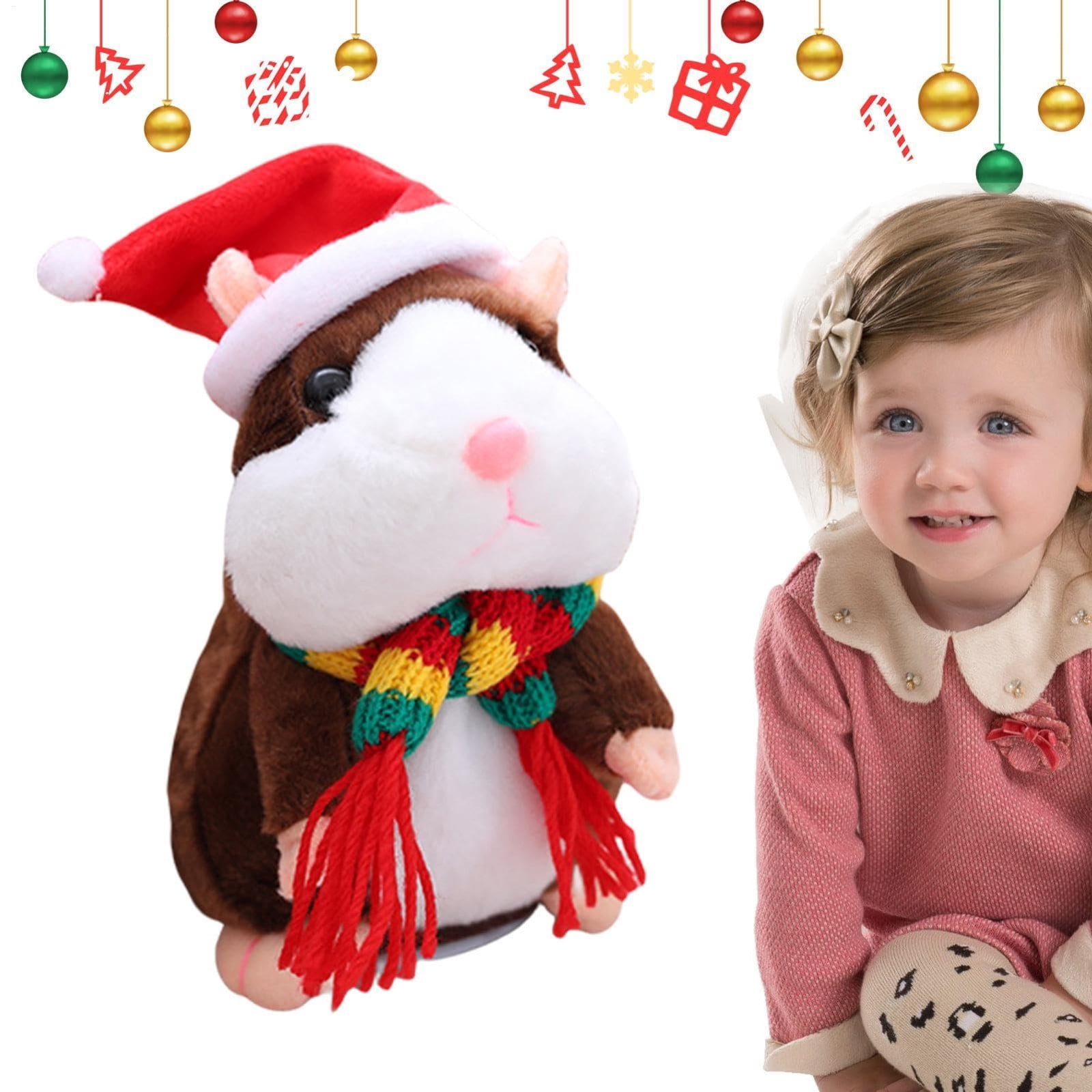 YiJuHui 3pcs Interactive Talking Hamster Plush Toy, Repeats What You Say, Soft Stuffed Animal with Walking & Voice Recording, Fun Educational Pet Toy for Gifts