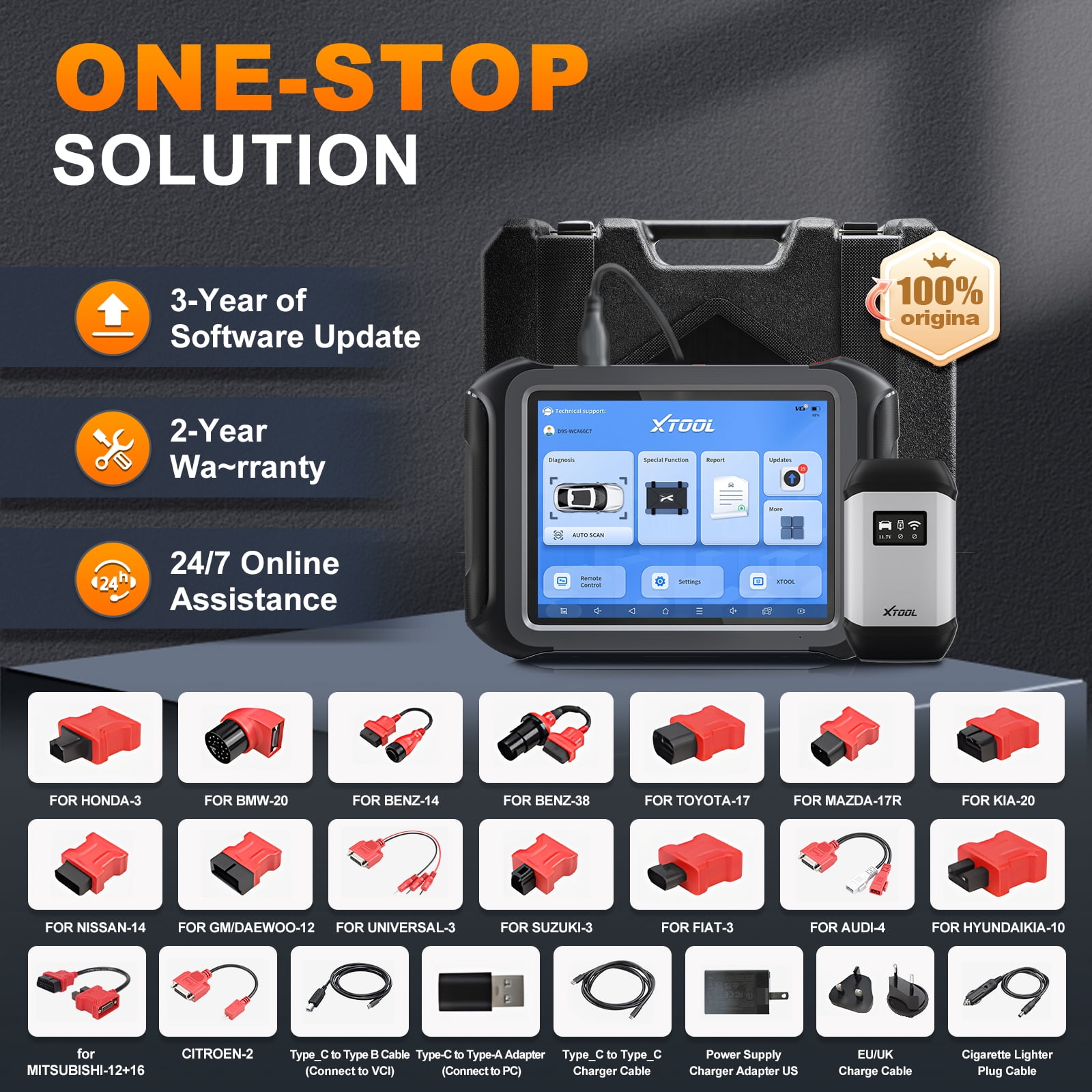XTOOL Professional AI-Assisted Car Scanner, Bluetooth Bidirectional Scan Tool, Topology Mapping, ECU Cod-ing, PMI, FCA AutoAuth, 3 Years Free Update