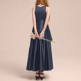 thumbnail image 5 of mgoYE Girls A-Line Halter Dress Junior Bridesmaid Flower Girl High Low Flowy Maxi Dresses Wedding Party Pageant Gown(Navy,4-6 Years), 5 of 5