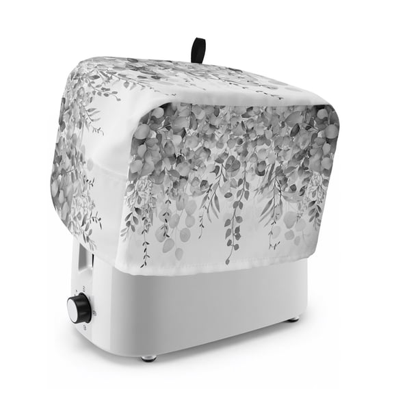 Toaster Cover 4 Slice, Grey Botanical Dustproof Bakeware Oven Protector with Top Hook, Weeping Eucalyptus Leaves Watercolor Waterproof Small Kitchen Appliance Toasters Dust Cover, 12"x11"x8"