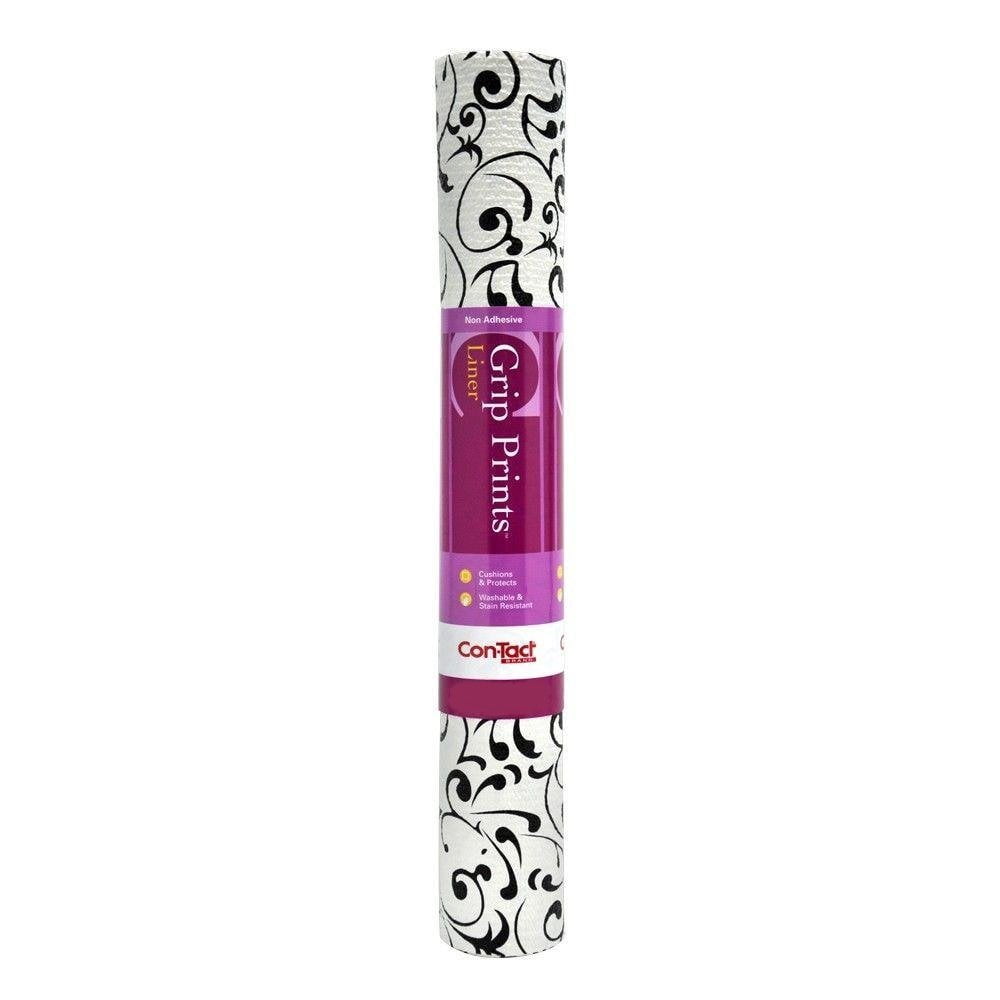Con-Tact Brand Grip Prints Non-Adhesive Non-Slip Vinyl Liner for Shelf, Drawer and Counter Tops, 18'' x 4', Virtu Black