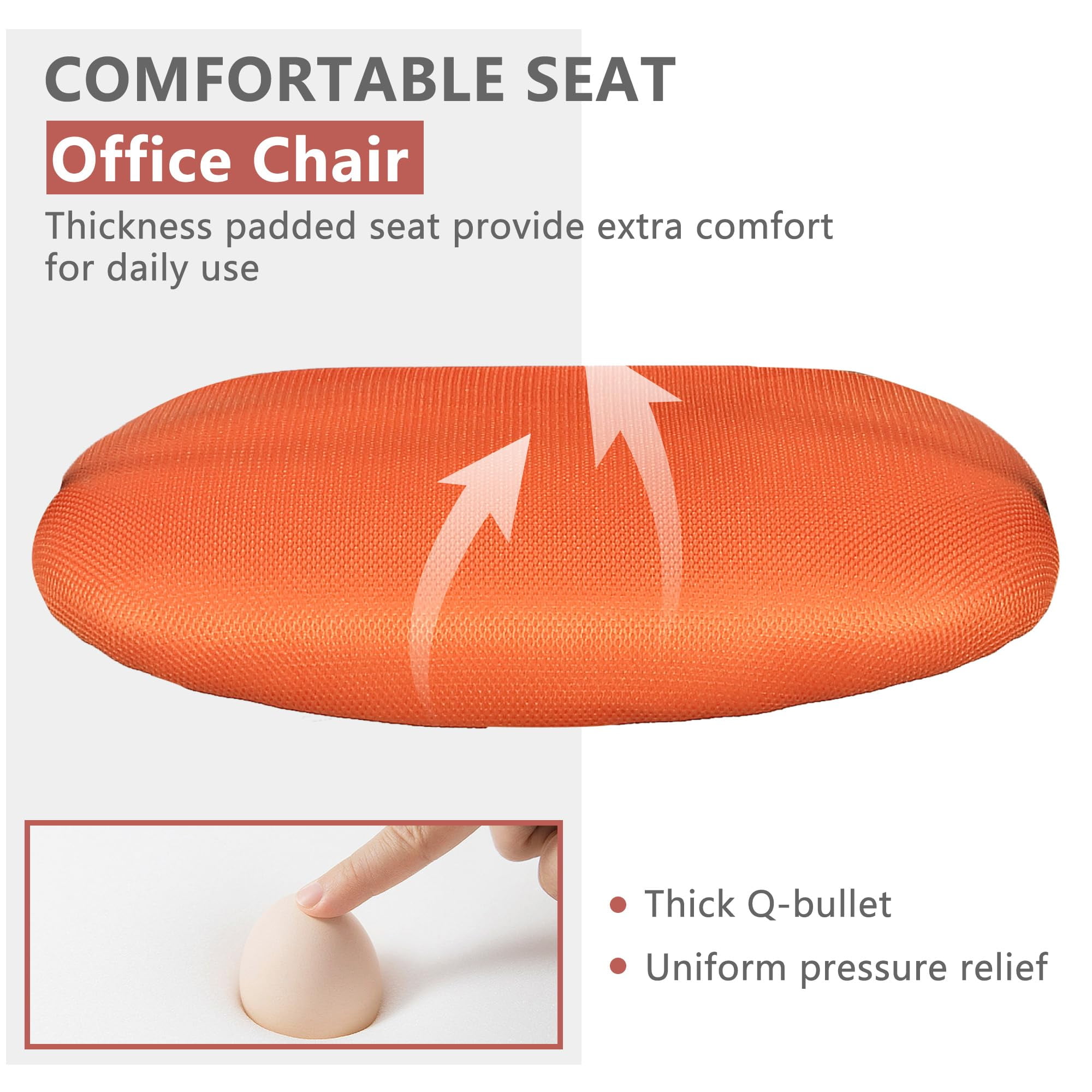 YRLLENSDAN Mesh Office Chair with Wheels Conference Room Chair Mesh Computer Chair for Adults 250lb Rolling Desk Chair with Arms Study Chair Adjustable Height,Orange