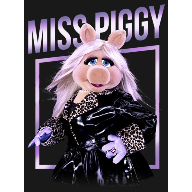 Girl's The Muppets Miss Piggy Glamourous Graphic Tee Black Small