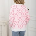 thumbnail image 5 of Tnhcen Women's Pink Heart Print Sweater Soft Acrylic Knit Top Loose Fit Casual Wear Round Neck Long Sleeve Pullover Cute Valentine's Day Design Warm Winter Comfort S-XL, 5 of 9