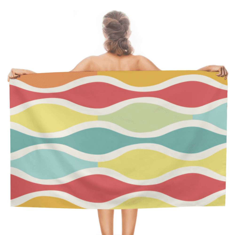 Sunny Day Tropical Beach Towel - 30x60 Inch 100% Cotton With Flip Flop Print, Fast Drying & Vibrant