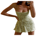 thumbnail image 2 of Robe Mini Sexy Y2K à Bretelles Spaghetti Imprimé Floral Rétro Col Halter Dos Nu, 2 of 7