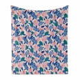 thumbnail image 1 of Abstract Soft Flannel Fleece Throw Blanket, Tropical Flowers and Leaves in Pastel Colors, Cozy Plush for Indoor and Outdoor Use, 50" x 60", Pale Rose Multicolor, by Ambesonne, 1 of 5