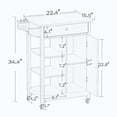 thumbnail image 3 of Small Kitchen Island on Wheel with Storage and Rubberwood Countertop, Rolling Kitchen Island Cart with Drawer, Storage Cabinet and 3 Open Shelves, Rolling Trolley Cart with Towel Rack for Kitchen, 3 of 9