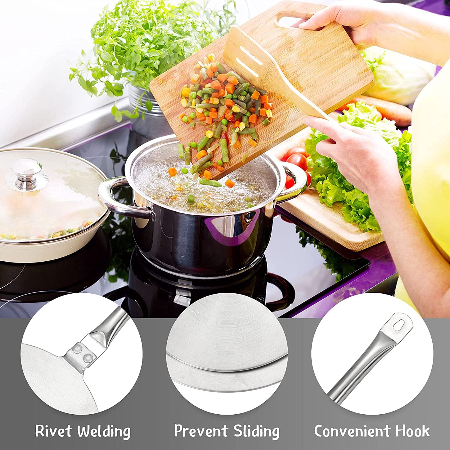 2-Piece Stainless Steel Heat Diffuser Plate Set (9.3 & 7.7 Inch) for Induction Hob, Electric, Gas Stove & Glass Cooktop - Simmer Plate Adapter for Pans & Cookware