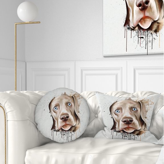 Designart Cute Dog Portrait Watercolor - Animal Throw Pillow - 12x20