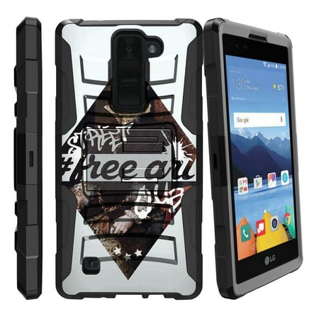 LG K8V and VS500 Miniturtle® Clip Armor Dual Layer Case Rugged Exterior with Built in Kickstand + Holster - Free All Street