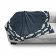 thumbnail image 3 of Navy Blue Soft Flannel Fleece Throw Blanket, Ocean Aqua Navy Themed School of Fish Swimming in a Circle Print, Cozy Plush for Indoor and Outdoor Use, 70" x 90", Navy Blue and White, by Ambesonne, 3 of 6