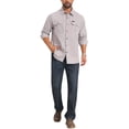 thumbnail image 2 of INSPIRE CHIC Outfit Men's Casual Workwear Long Sleeve Button Down Pockets Fishing Hiking Work Shirts M Beige, 2 of 5