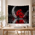 thumbnail image 5 of Red Hibiscus Flowers Before Crescent Moon Dramatic Gothic Style for Flower Lovers Dark Floral Decor Valentine's Day Gift Tapestry Wall Hanging for Bedroom, Living Room and Dorm, 5 of 7