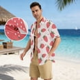 thumbnail image 5 of Dailycode Men's Casual Button Down Shirts Short Sleeve Summer Hawaiian Beach Shirt, Cartoon Strawberry, 5 of 7
